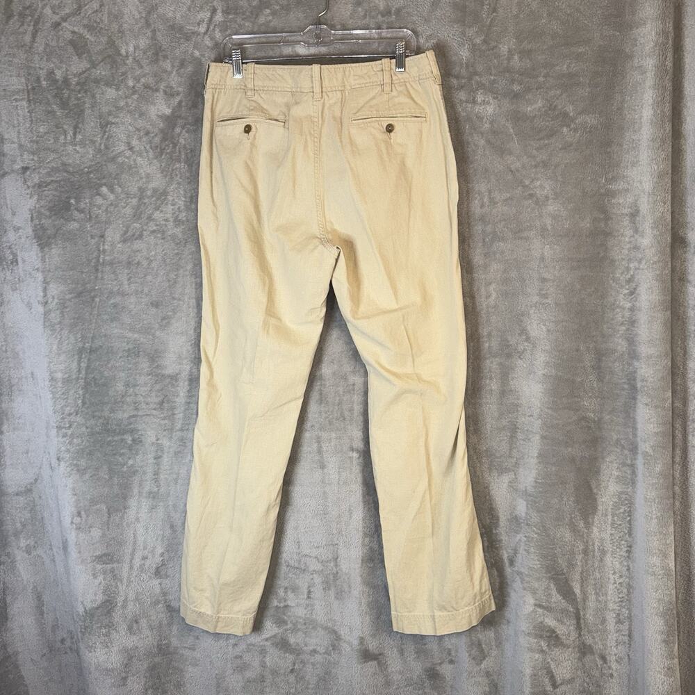 J Crew Men's Linen Blend Chino Pants Size 33x32 Tan Beach Coastal Old Money - Picture 4 of 7
